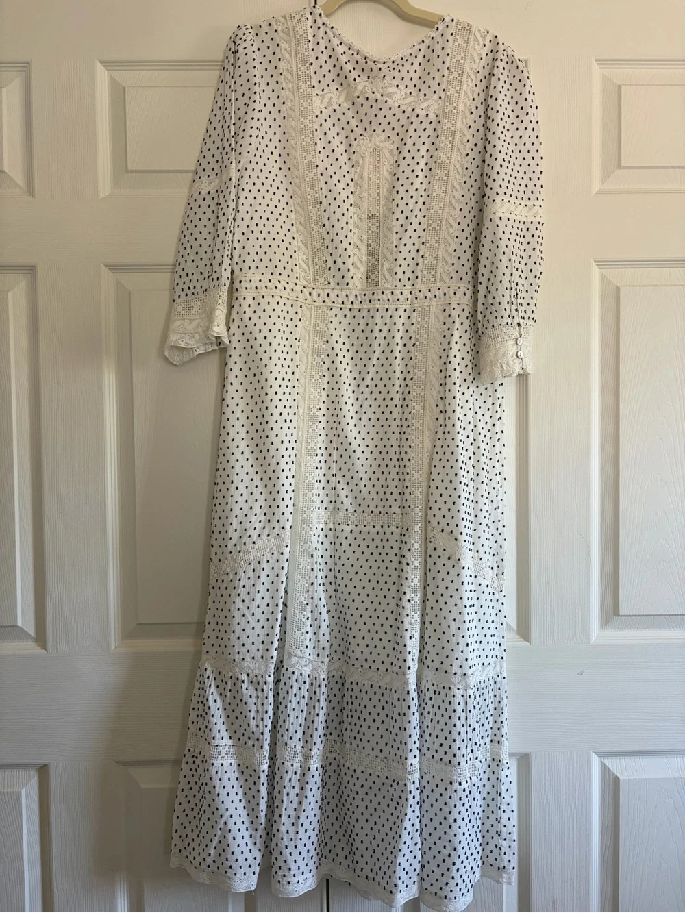 LoveShackFancy White Maxi Dress with Black Polka Dots - Picture 4 of 4